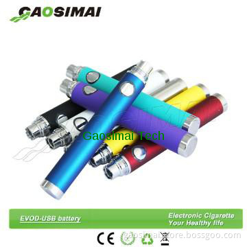 newest e cigarette colorful ecig evod battery,usb passthrough evod